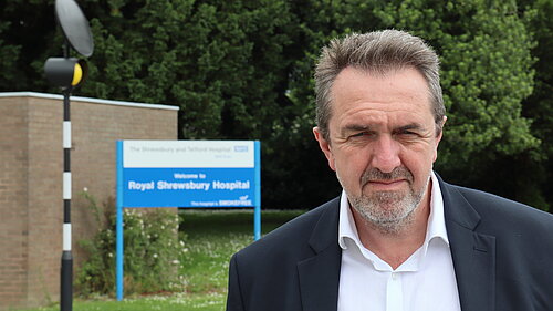 Matthew Green outside a hospital